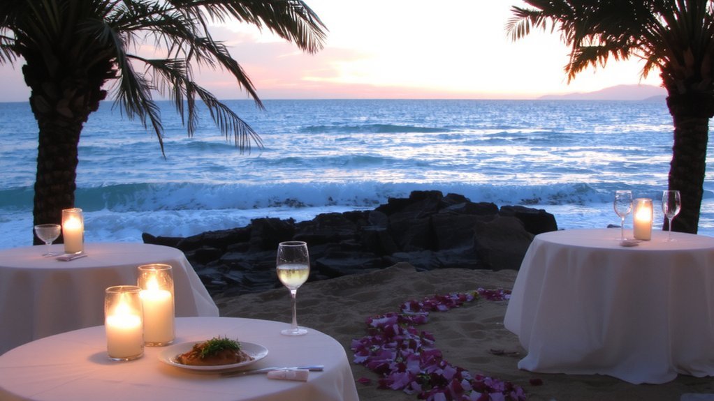 secluded candlelit beachfront tasting