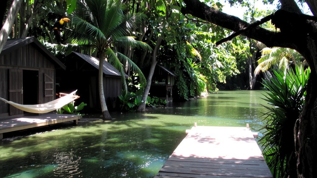 stilt raised riverside birding retreat